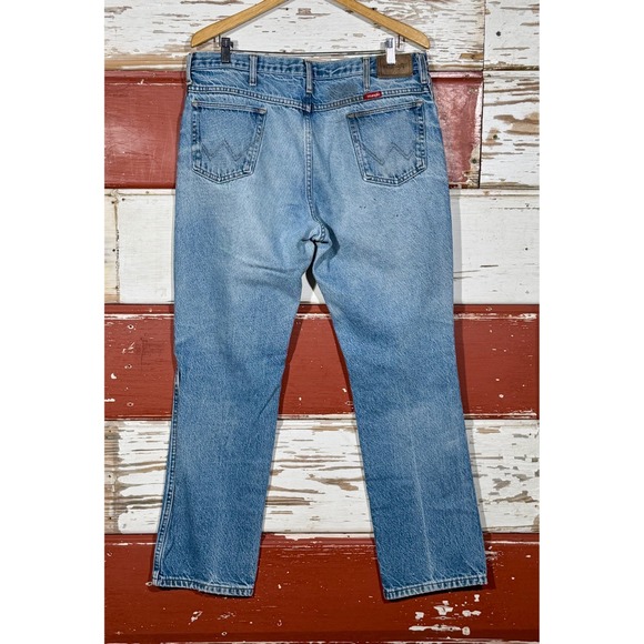 80s USA Vintage Wrangler Jeans Mens Distressed Holy Denim Blue‎ - Picture 2 of 7